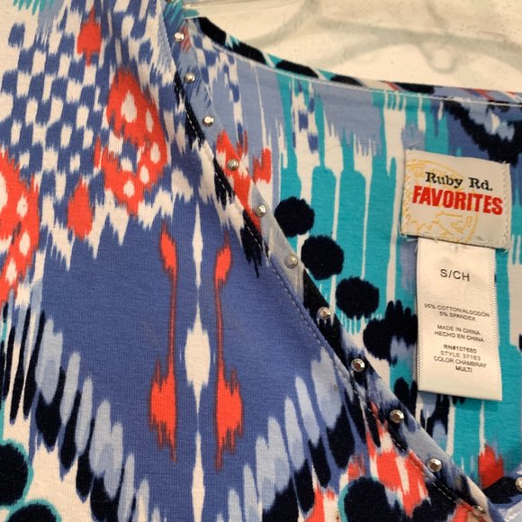 NWOT Ruby Rd V-Neck Beaded Stretch Top Size Small - Picture 6 of 8